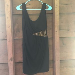 Sassy Black Mini Dress with Gold Studs